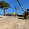 Control topográfico en construcción de supermercado, La Ceiba